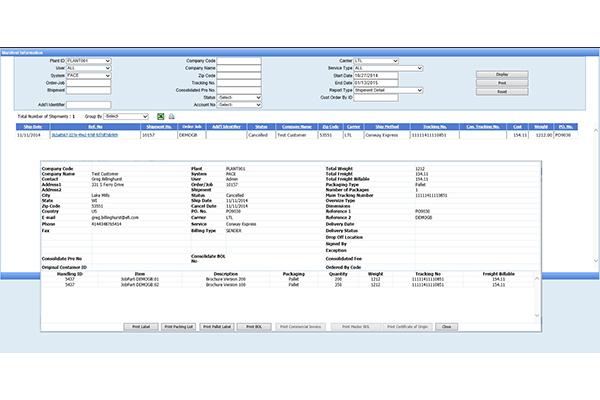 screenshot of Process Shipper